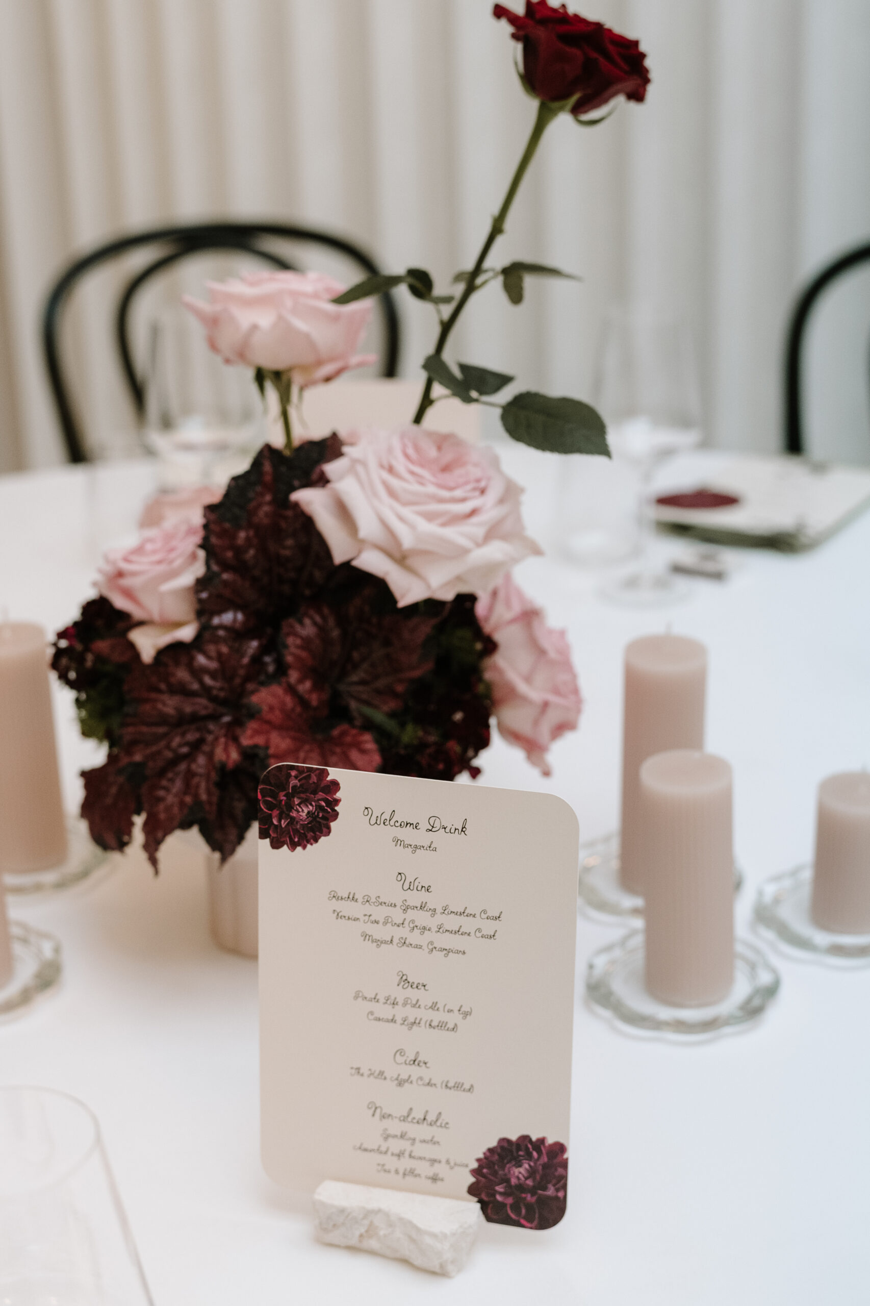 Large burgundy guest seating plan for a Melbourne botanical garden wedding