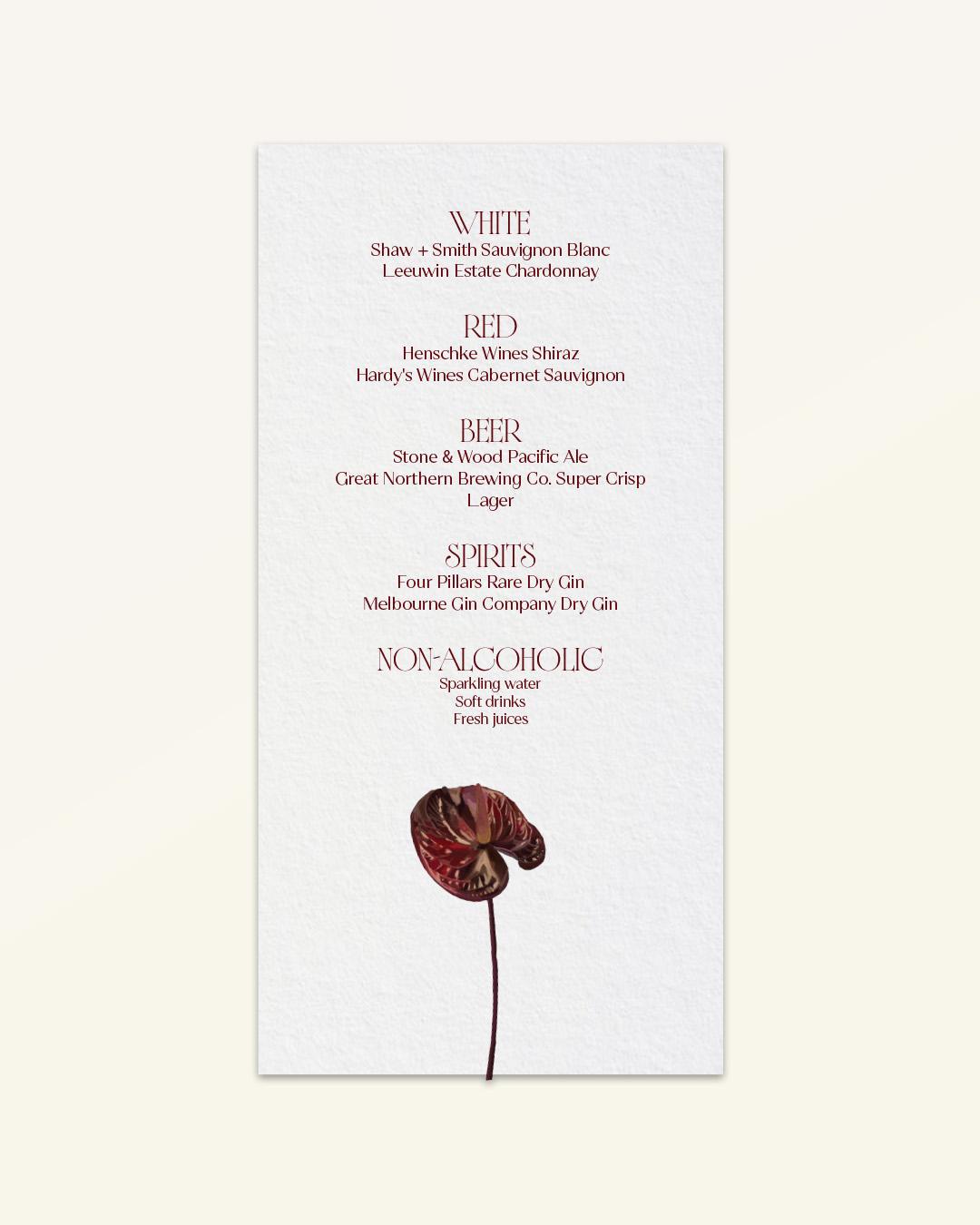 Anthurium: Beverage Menu - Version B