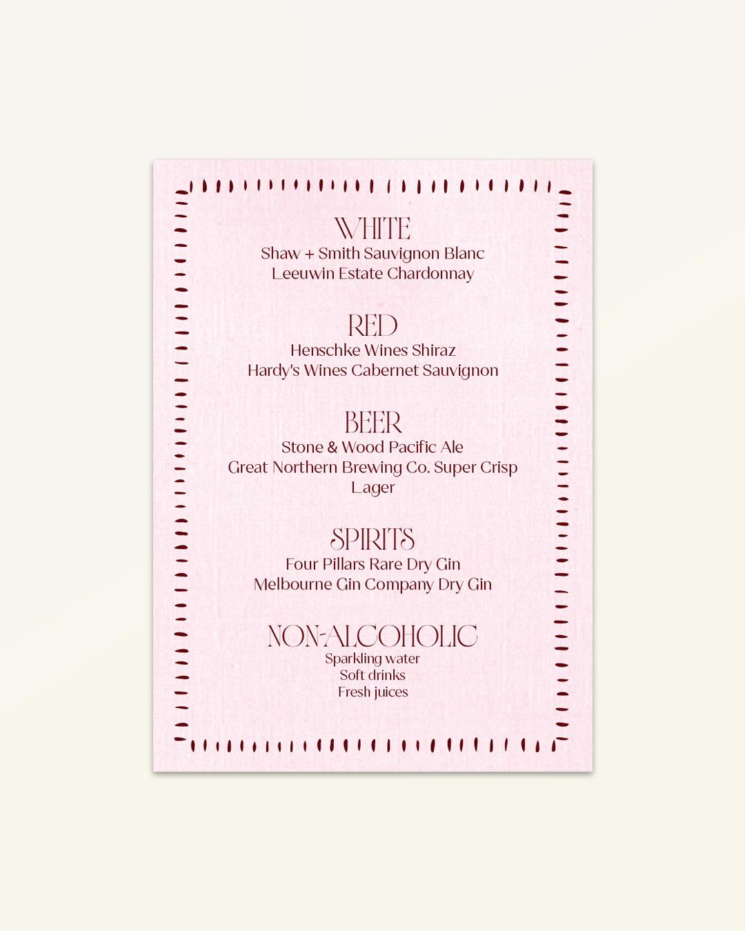 Anthurium: Beverage Menu - Version C