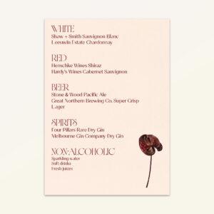 Anthurium: Beverage Menu - Version D