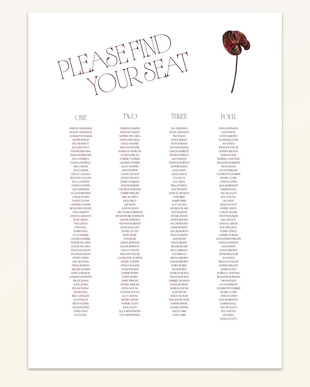 Anthurium: Seating Chart - Version A