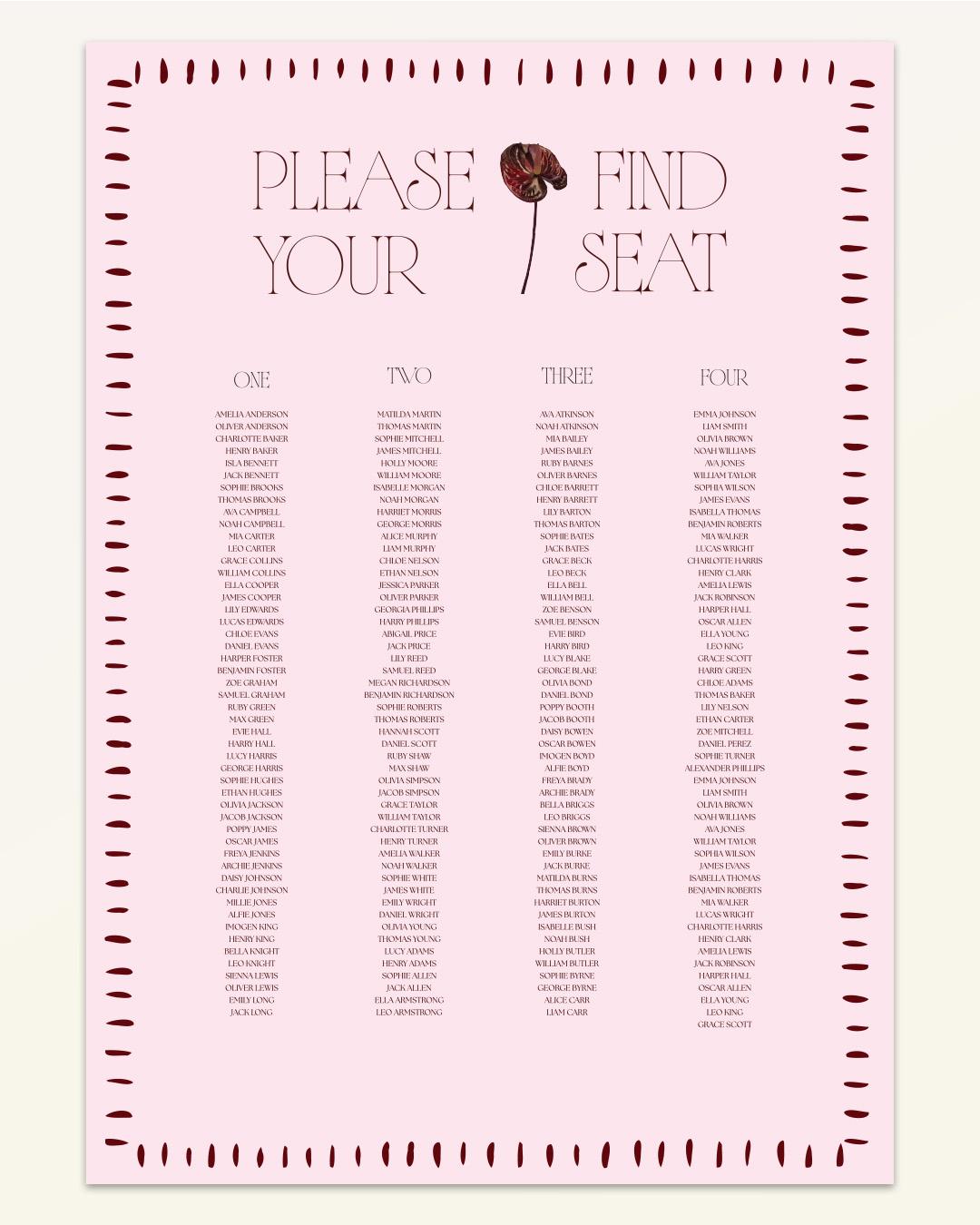Anthurium: Seating Chart - Version C