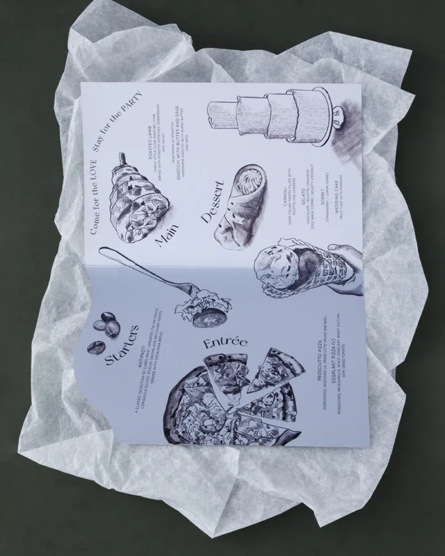 Inspired by the food menu at @zonzoestate, illustrations in pencil, with the cover featuring the couples hobbies. Scored and folded, finishing size A4.

Bespoke wedding menus making a statement on the table. 

#weddingstationery #weddingmenu #weddingillustration #weddinginspiration #weddingdesigner