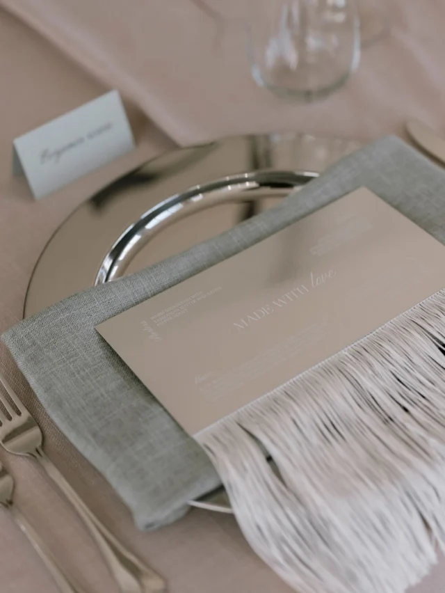 Silver menus with white fringe trimming 🤌🏼
+ mint place cards 

Created for the launch of @stonefieldestate, with creative vision and styling by @dearleone.com.au 

Venue @stonefieldestate

Styling @dearleone.com.au 
Stationery + Signage @the_bride___

Florals @wildflos @theromantics__

Photography @davidmuirphoto @katie_harmsworth

Linen / Hire @tablearteventhire @weedinghire @stonefieldestate

#wedding #silverwedding #weddingmenu #luxurywedding #weddingstationery